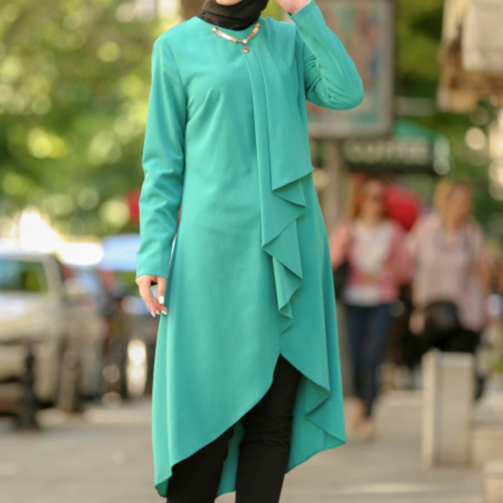 Elegant Teal Long Sleeve Tunic